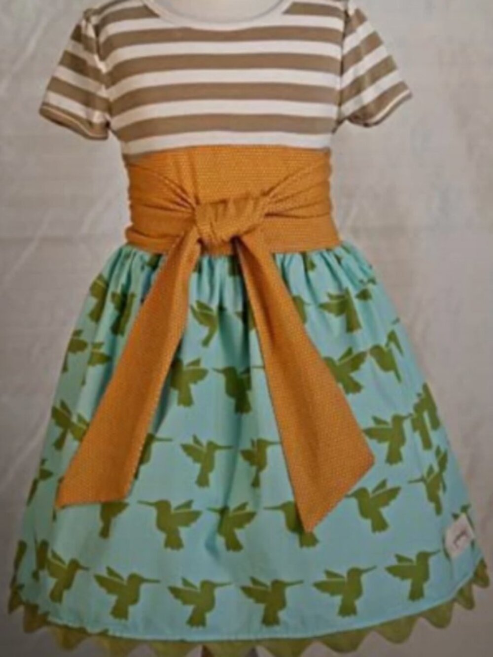 Persnickety Turquoise and Orange Bird-Print Casual Dress